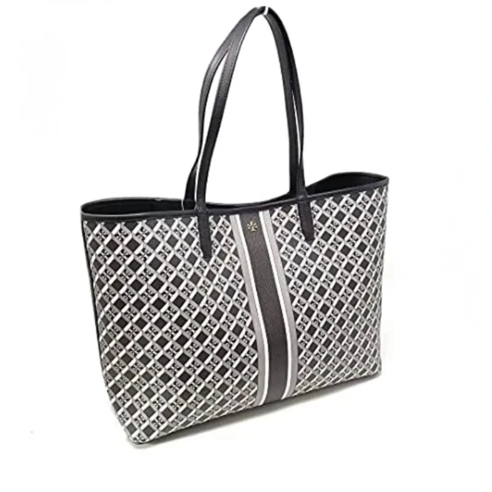 Tory Burch Black Geo logo tote